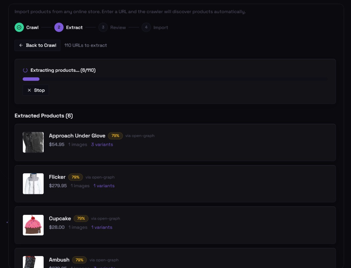 Store Migration — Automatic Product Import